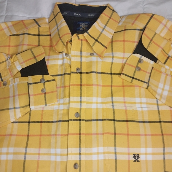 Twenty X By Wrangler Mens Yellow Plaid Button Up Short Size XL - Picture 1 of 4